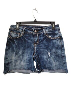 Klip Jeans, Size Juniors 7 Studded Pocket Denim Blue Jeans, Distressed